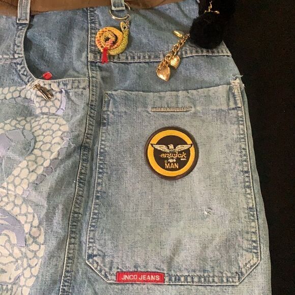 BOHO Vintage Retro DIY JNCO Jeans purse Recycled Repurposed - Picture 4 of 13